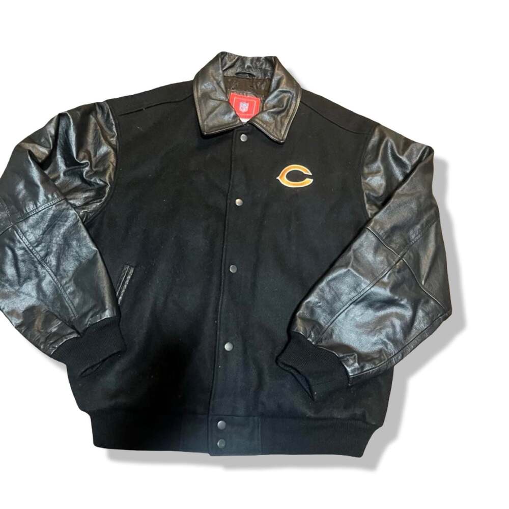 Chicago Bears NFL Varsity Letterman Jacket with Leather Sleeves